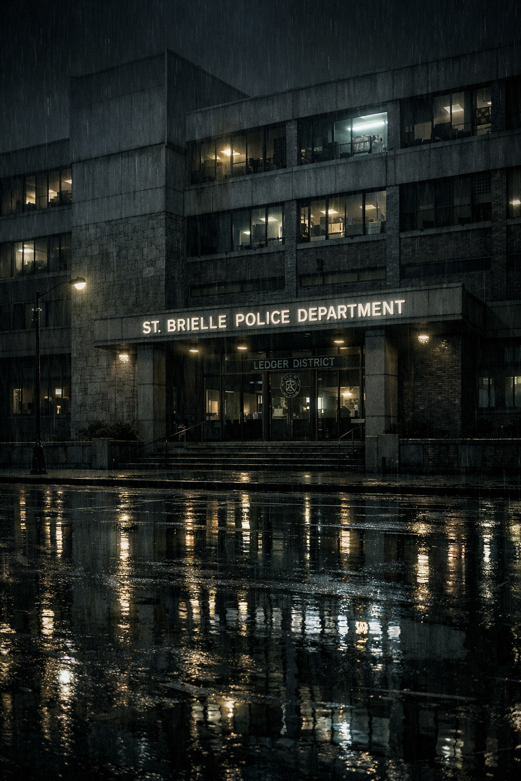 St. Brielle Police Department Central Precinct in the rain